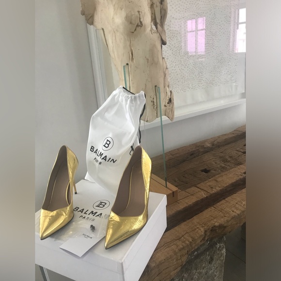 BALMAIN gold pumps 7.5 sz , all inclusive BRAND NEW - Picture 8 of 11